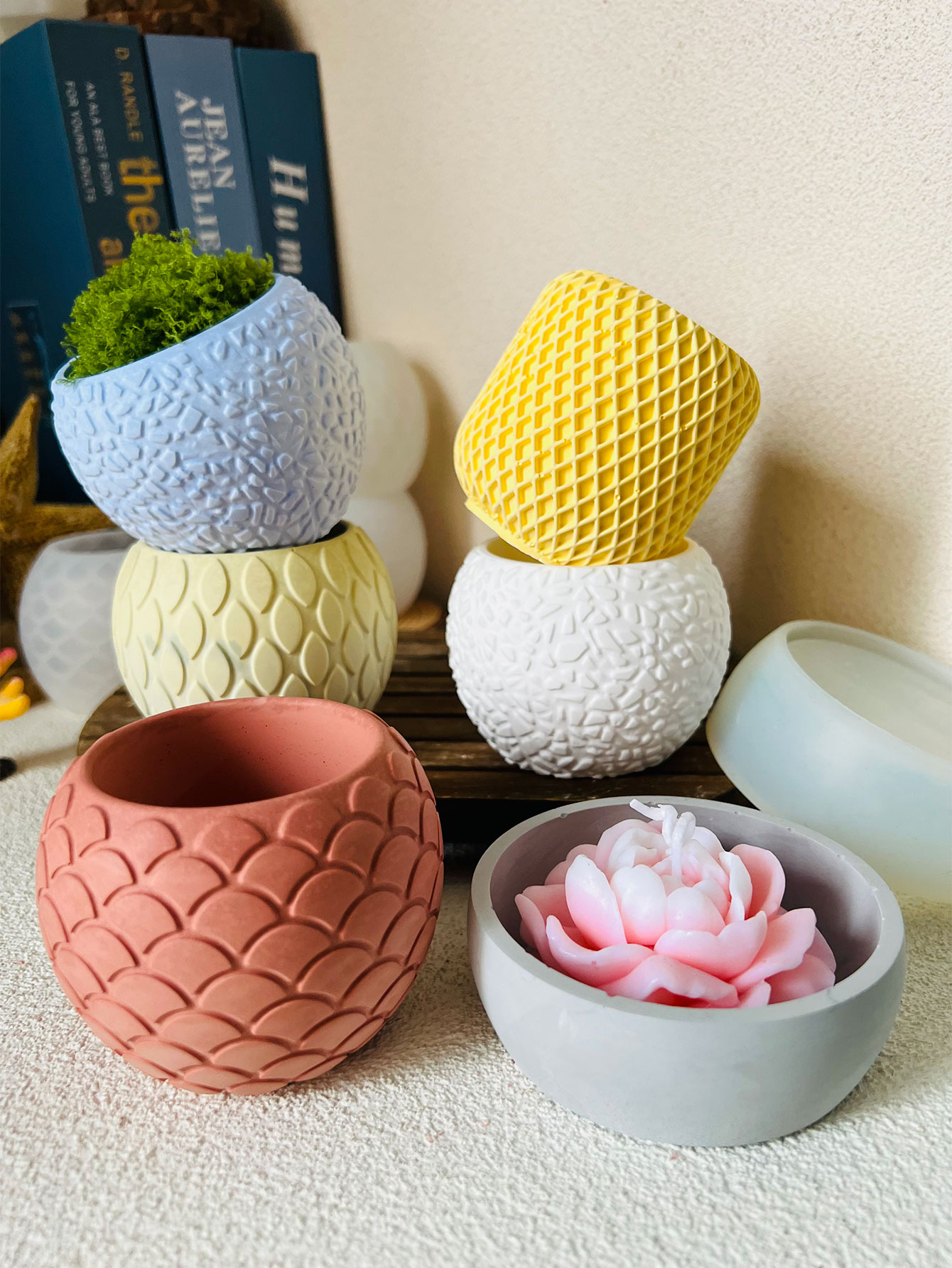 물고기 체중계 패턴 시멘트 양초 컵 몰드 콘크리트 화분 - Potsticker Mold 리뷰 및 가격